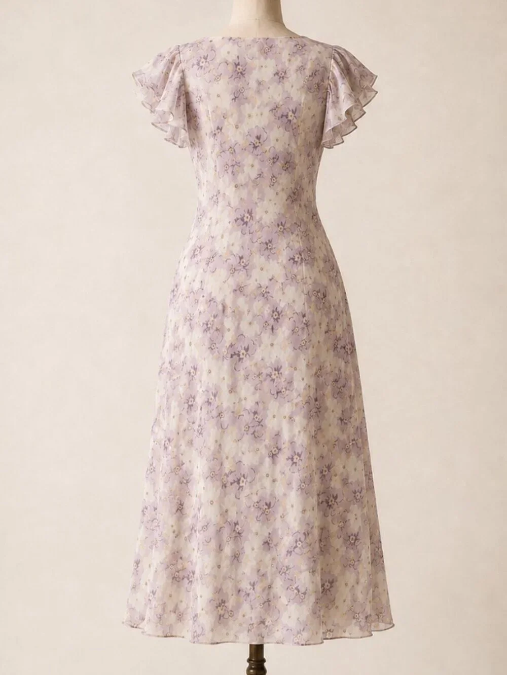 90s Vintage 100% Silk Jaclyn Smith Classic Floral Midi Dress Y2K Romantic Ruffle